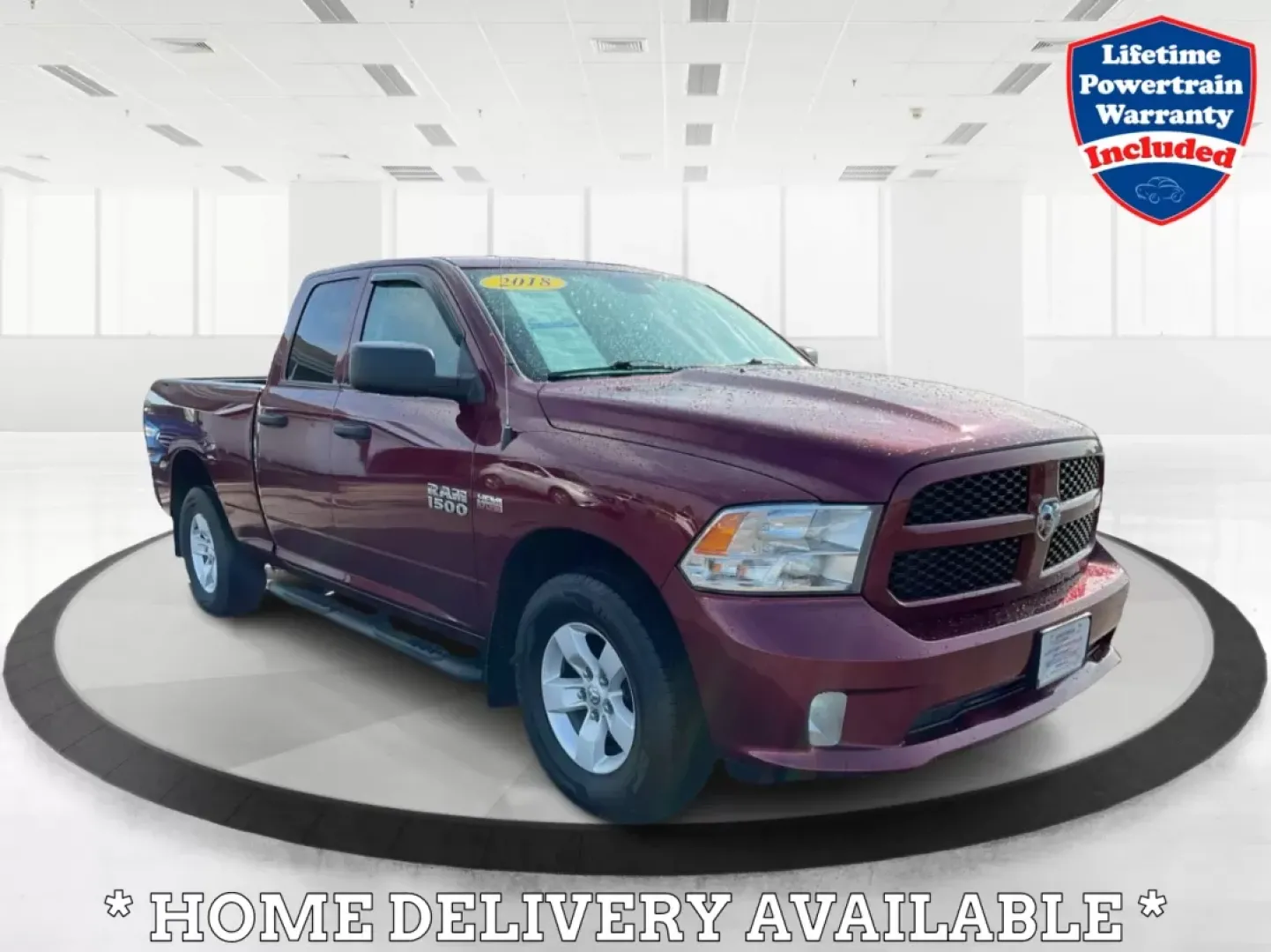 2018 Ram 1500 Express Quad Cab 4x4 6'4 Box (1C6RR7FT8JS) with an Other engine, located at 880 E. National Road, Vandalia, OH, 45377, (937) 908-9800, 39.891918, -84.183594 - Are you ready to elevate your adventures and tackle any terrain with confidence? The 2018 Ram 1500 Express Quad Cab 4x4 is the ultimate truck for weekend warriors and daily commuters alike, offering the perfect blend of power, versatility, and style. With a striking Delmonico Red Pearlcoat exterior - Photo#0