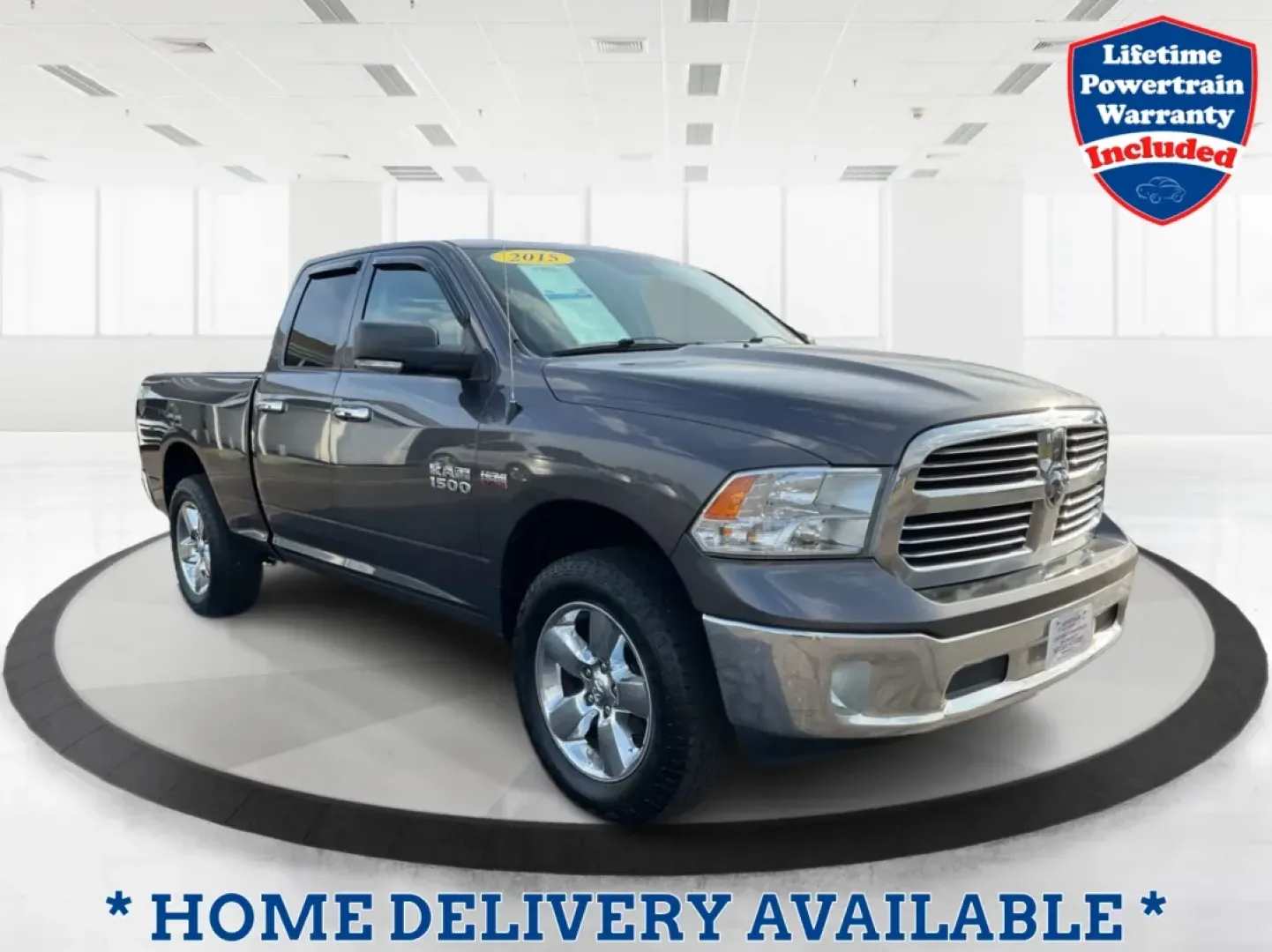 2015 Gray Ram 1500 SLT Quad Cab 4WD (1C6RR7GT3FS) with an 5.7L V8 OHV 16V engine, 8-Speed Automatic transmission, located at 1099 N County Rd 25A, Troy, OH, 45373, (937) 908-9800, 40.057079, -84.212883 - **Experience Adventure and Utility with this 2015 Ram 1500 SLT Quad Cab!**<br /> <br /> Are you ready to elevate your weekend adventures while ensuring your daily commute remains smooth and comfortable? Look no further than this robust 2015 Ram 1500 SLT Quad Cab, now available at Advantage Car and C - Photo#0