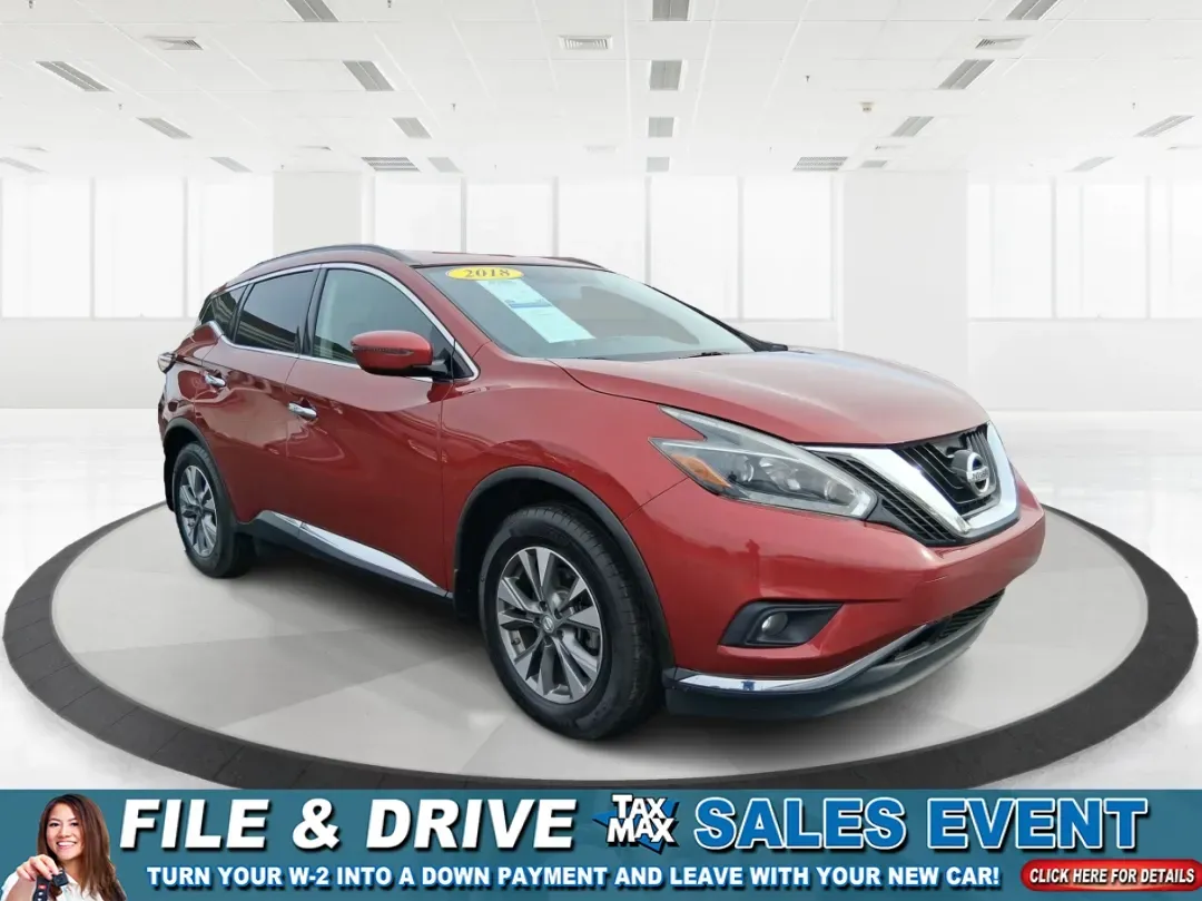 2018 Nissan Murano SV (5N1AZ2MH5JN) with an 3.5L V-6 DOHC engine, CVT transmission, located at 1184 Kauffman Ave, Fairborn, OH, 45324, (937) 908-9800, 39.807072, -84.030914 - Road trips to Yellow Springs, daily commutes down I675, or weekend errands between Wright-Patt and Fairfield Commons-this 2018 Nissan Murano SV is the kind of comfortable, confidence-inspiring SUV that fits real life in Fairborn. With its bold Cayenne Red Metallic finish, roomy cabin, and smart tech - Photo#0