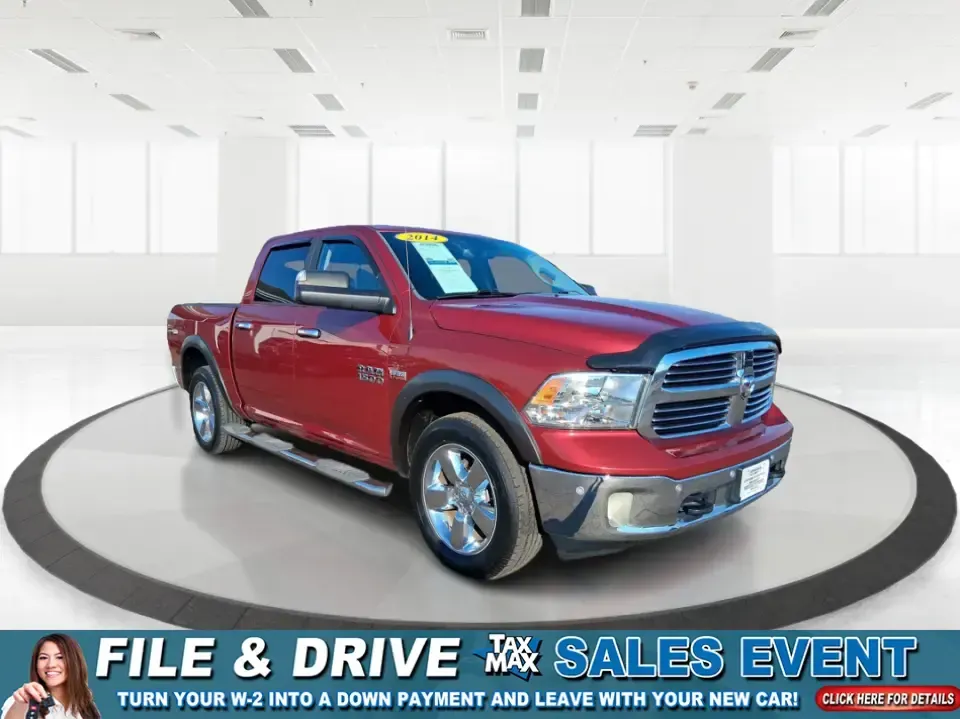 2014 Ram 1500 Big Horn (1C6RR7LT8ES) with an 5.7L V8 OHV 16V engine, 6-Speed Automatic transmission, located at 8750 N County Rd 25A, Piqua, OH, 45356, (937) 908-9800, 40.164391, -84.232513 - Picture your next weekend: a boat hooked up, the bed packed with coolers and camping gear, and the whole crew riding comfortably as you roll out of Piqua toward Indian Lake or a ball tournament in Troy. This 2014 Ram 1500 Big Horn Crew Cab 4WD is built for real life in West Central Ohio-workdays, fa - Photo#0