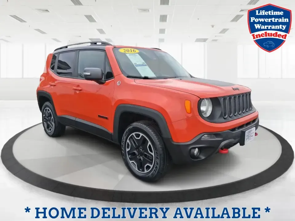 2016 Jeep Renegade Trailhawk (ZACCJBCT5GP) with an Tigershark MultiAir 2.4L I-4 variable valve contro engine, 9A transmission, located at 4508 South Dixie Dr, Moraine, OH, 45439, (937) 908-9800, 39.689976, -84.218452 - Weekend escapes, snowy commutes, and everyday errands feel easier when your crossover is ready for whatever Ohio throws your way. This **2016 Jeep Renegade Trailhawk** in eye-catching **Omaha Orange** is built for drivers who want real capability in a city-friendly size-perfect for exploring MetroPa - Photo#0
