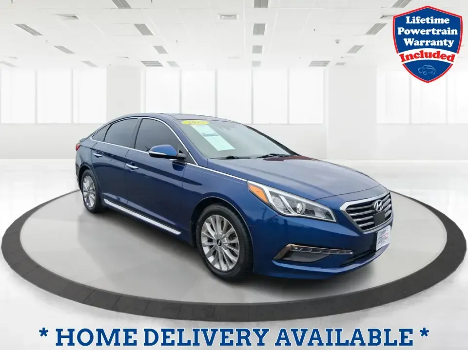 2015 Hyundai Sonata Limited (5NPE34AF5FH) with an 2.4L I-4 gasoline direct injection engine, 6-Speed Automatic transmission, located at 1099 N County Rd 25A, Troy, OH, 45373, (937) 908-9800, 40.057079, -84.212883 - Picture your next week going smoother: an easy highway commute up I75, a comfortable school drop-off run through Piqua, and a weekend drive to the Miami County Fairgrounds-all in a sedan that feels upscale without the upscale price. This **2015 Hyundai Sonata Limited** in **Lakeside Blue** is built - Photo#0