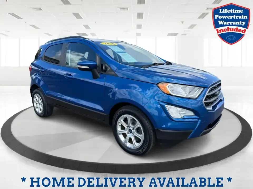 2020 Ford EcoSport SE (MAJ3S2GE5LC) with an EcoBoost 1L I-3 gasoline direct injection engine, 6A transmission, located at 1230 East Main St, Xenia, OH, 45385, (937) 908-9800, 39.688026, -83.910172 - Need a city-friendly SUV that can handle the daily commute, weekend errands, and quick getaways out to John Bryan State Park without feeling bulky? This **2020 Ford EcoSport SE** in eye-catching **Lightning Blue Metallic** is a smart fit for busy Xenia drivers who want easy parking, flexible cargo s - Photo#0