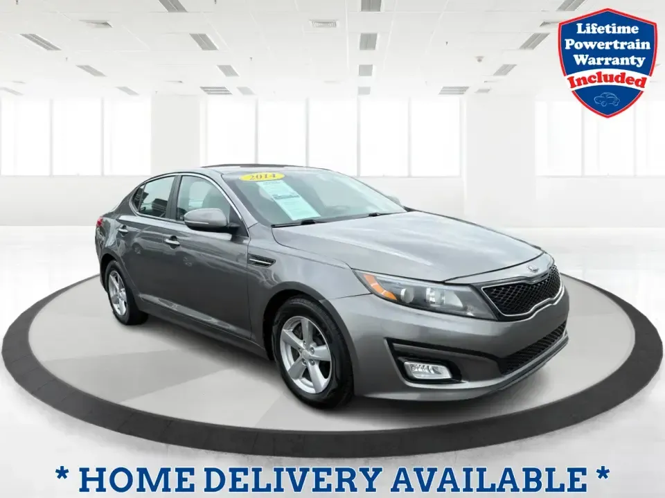 2014 Kia Optima 2.4 LX STD/Conv (5XXGM4A77EG) with an Theta II 2.4L I-4 gasoline direct injection engine, located at 8750 N County Rd 25A, Piqua, OH, 45356, (937) 908-9800, 40.164391, -84.232513 - Picture your next week: a smooth, fuel-sipping commute down I-75, a quick run to Miami Valley Centre Mall, and a comfortable evening drive through downtown Piqua-without giving up style or practicality. This 2014 Kia Optima 2.4 LX (STD/Conv) in Satin Metal is a smart sedan for real life: roomy enoug- Photo#0