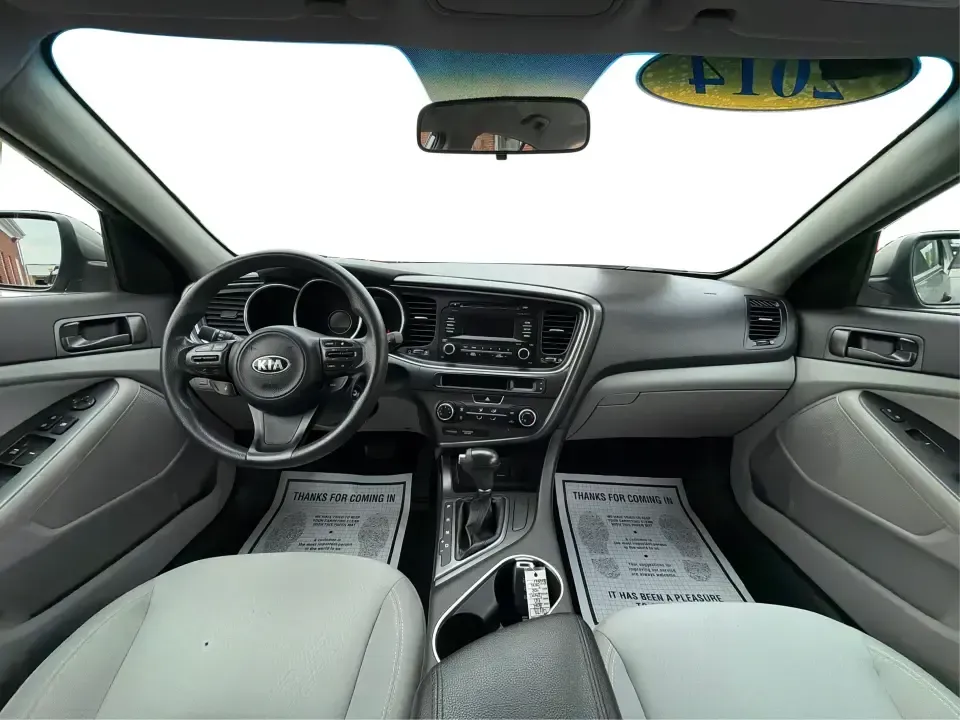 2014 Kia Optima 2.4 LX STD/Conv (5XXGM4A77EG) with an Theta II 2.4L I-4 gasoline direct injection engine, located at 8750 N County Rd 25A, Piqua, OH, 45356, (937) 908-9800, 40.164391, -84.232513 - Picture your next week: a smooth, fuel-sipping commute down I-75, a quick run to Miami Valley Centre Mall, and a comfortable evening drive through downtown Piqua-without giving up style or practicality. This 2014 Kia Optima 2.4 LX (STD/Conv) in Satin Metal is a smart sedan for real life: roomy enoug- Photo#20